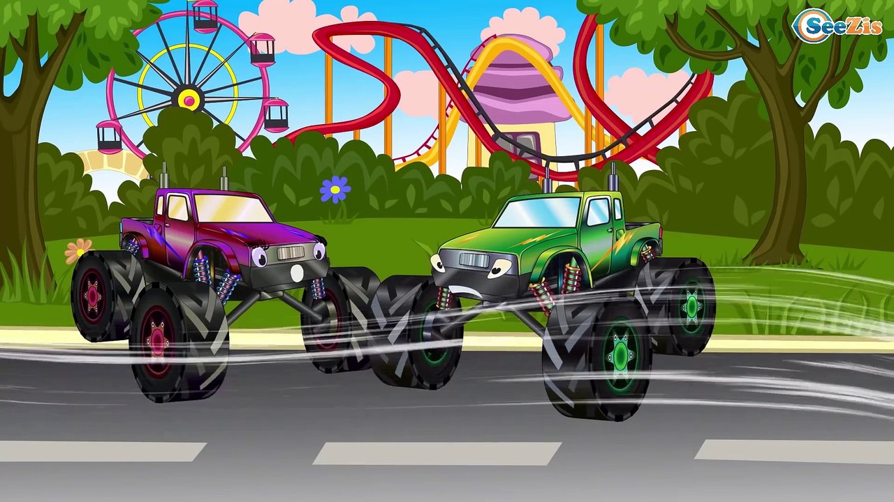 ✔ Carros Para Niños. Un Camion Monstruo, Coche de Carreras, Camión de bomberos. Tiki Taki Camiones