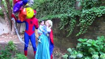 Frozen Elsa McDONALDS DRIVE THRU! w/ Spiderman Maleficent Joker Princess Anna Snow white S