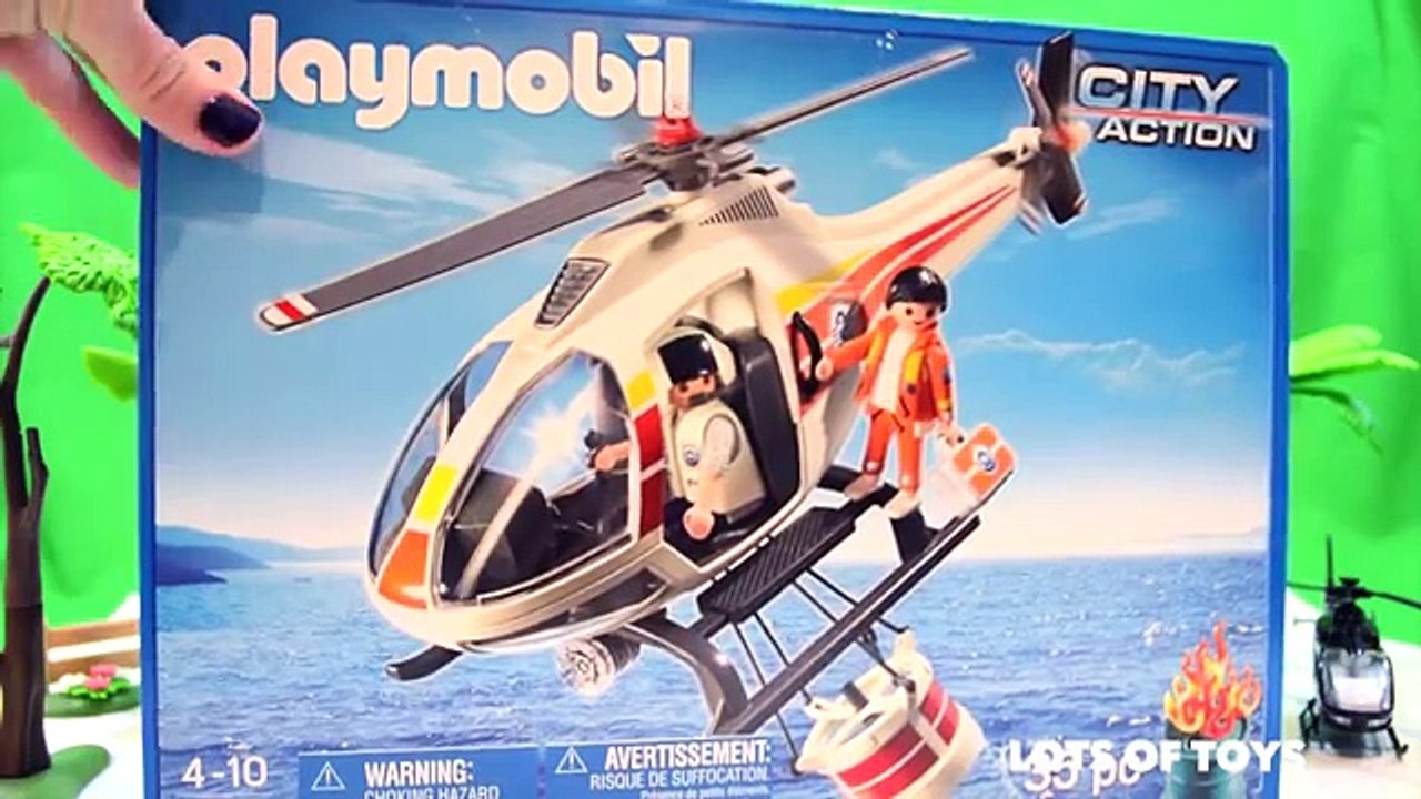 Beach Fire Playmobil Air Rescue Fire Fighting Helicopter 5542 by Lots of Toys