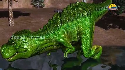 Dinosaurs Vs Crocodile | Cartoon Animal Finger Family Rhymes | nursery children animated kids songs