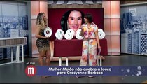 Mulher Melão Quebrando a Louça no Programa Mulheres da TV Gazeta