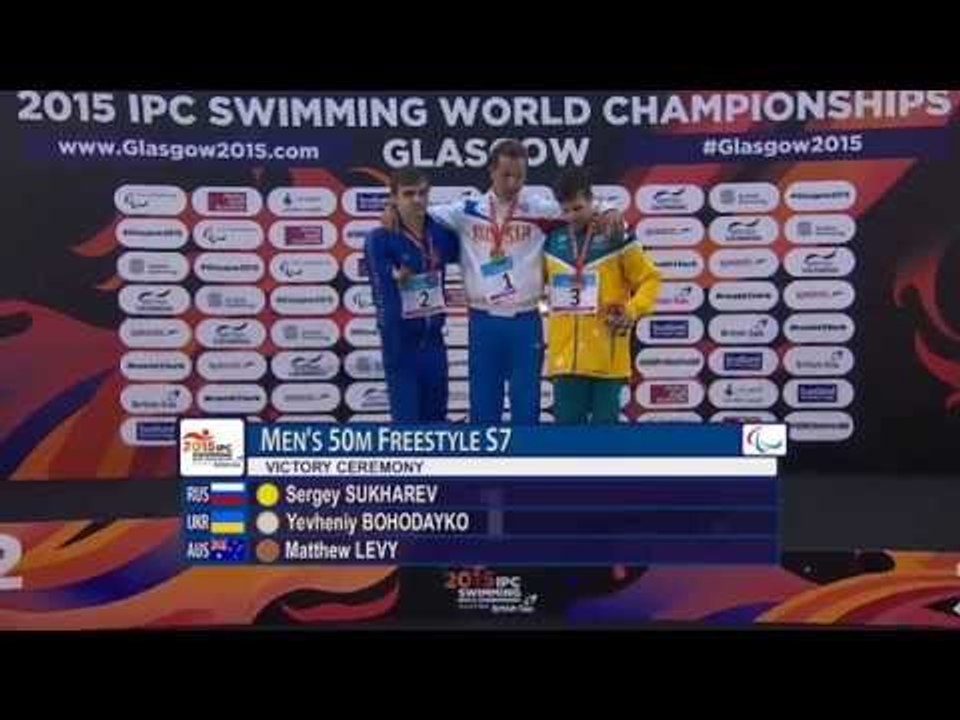 Men's 50m Freesyle S7 | Victory Ceremony | 2015 IPC Swimming World Championships Glasgow