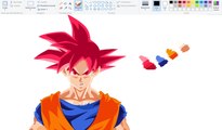 How I Draw using Mouse on Paint  - Goku Super Saiyan God - Dragon Ball Super