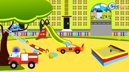 Cars & Trucks Cartoon about The Red Fire Truck with The Police Car | Cars Cartoons for kids