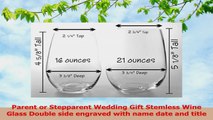 Parent or Stepparent Wedding Gift Stemless Wine Glass Double side engraved with name date be764632