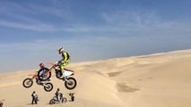 100ft Dirt bike dune jump landed onto Jeep wrangler hood