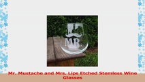 Mr Mustache and Mrs Lips Etched Stemless Wine Glasses 7a60b21f