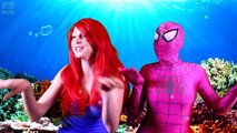 Spiderman & Frozen Elsa are ELECTROCUTED! w/ Pink Spidergirl, Disney Princess Ariel Mermai