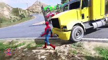 Lightning McQueen Colors Car Transportation with Spiderman & Hulk Cartoon & Fun Songs for Kids SHS