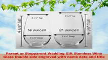 Parent or Stepparent Wedding Gift Stemless Wine Glass Double side engraved with name date 4af2181f