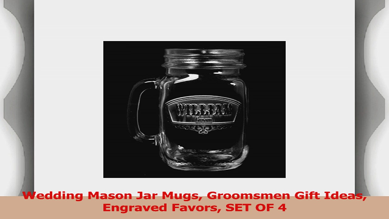 Wedding Mason Jar Mugs Groomsmen Gift Ideas Engraved Favors SET OF 4 76d000d7
