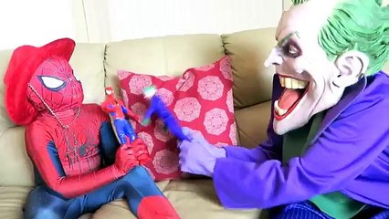 Spiderman vs Joker - Spiderman Kisses Belle! - w/ Superstars! - Disney Princess - Funny Superheroes