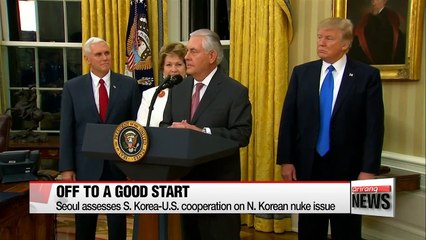 South Korea assesses bilateral cooperation with U.S. against N. Korea's nuclear issue as "off to good start"