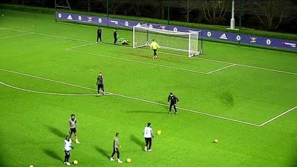 Cesc Fabregas somehow lobs Thibaut Courtois in Chelsea training