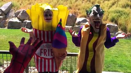 Joker Girl And Joker Turn Into Food?!? Spiderman Tries to Eat Them In 4K