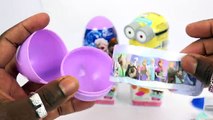 Frozen Elsa Surprise Eggs Num Noms Lip Balm Minions Disney princess Kids Toys