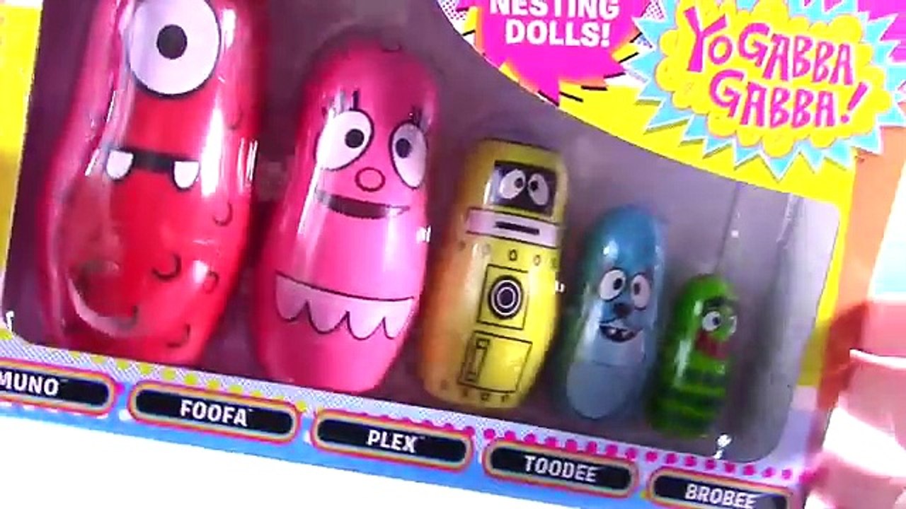 Play Doh YO GABBA GABBA Stacking Cups Surprise Eggs For Children Learn Colors Nesting Poupées Russe