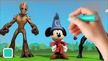 Mickey Mouse Meets Groot Drawing Spiderman and Venom Black Spiderman Fun Playtime Disney Cars