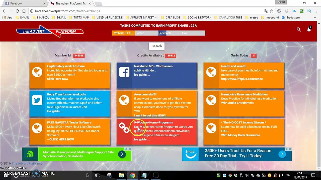 Come retwittare su Twitter con The Advert Platform “Daniel castorani“ “Online Marketer“