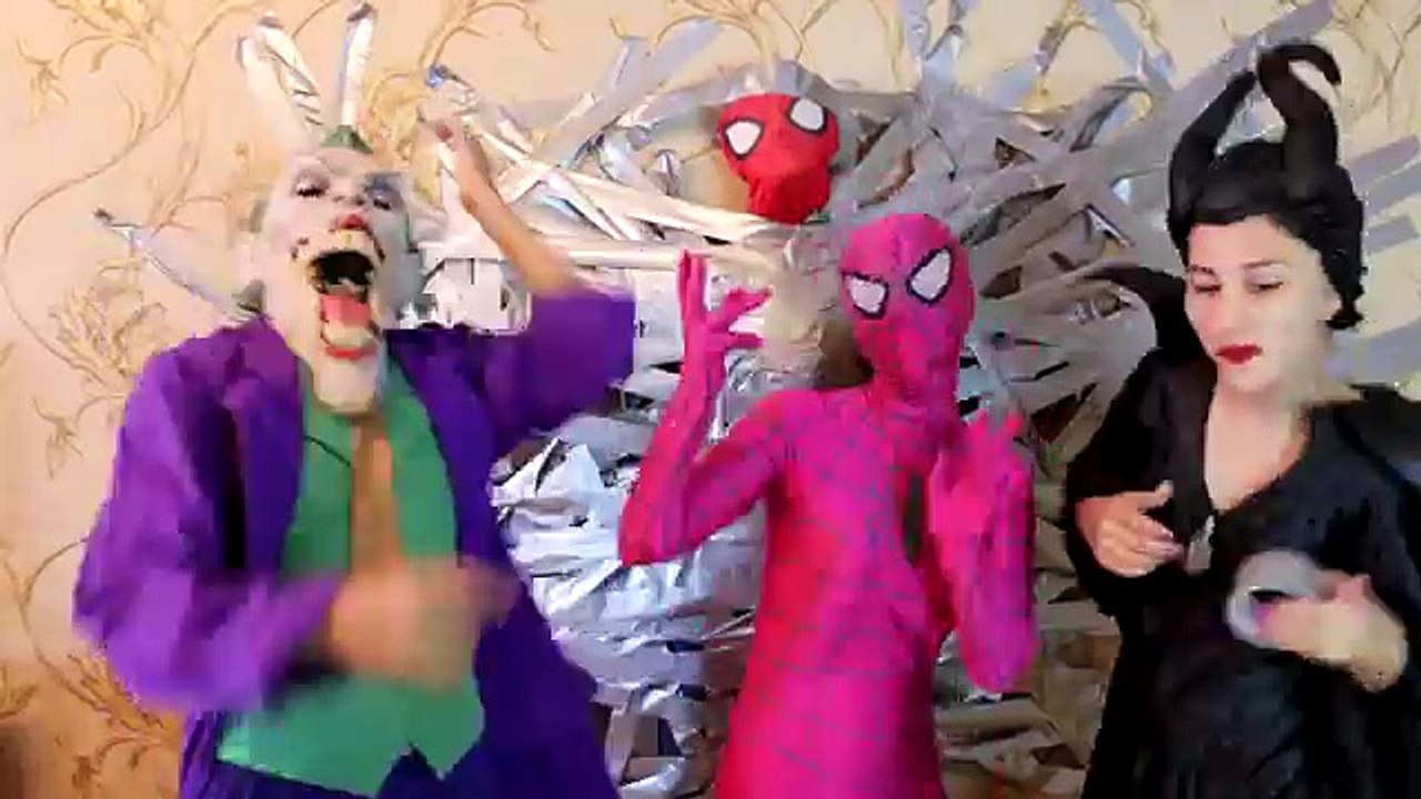 100 LAYERS OF DUCT TAPE ON SPIDERMAN! Frozen Elsa vs Joker W:/ Spidergirl, Superman! Funny Superhero