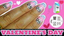 Unhas Decoradas Valentine's Day | Nail Art | Caixinha de Leite | Placa Konad