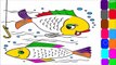 Учить цвета для детей и красочные рыбы раскраски
