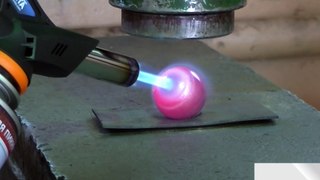 Glowing 1000 Degree Metal Ball Vs Hydraulic Press