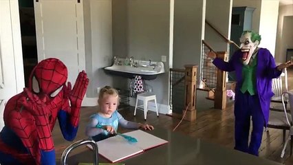 SPIDER MAN AND ELSA VS JOKER ELECTRICITY PRANK W/PINK SPIDERGIRL AND MINI ELSA IN 4K