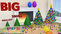 Kids Learn Sizes and Learn Colors from Smallest to Biggest with 3D Tree Christmas Eggs Surprise