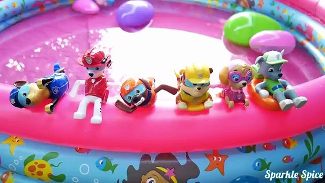 Paw Patrol Pool Paddlin Pups Chase Skye Underwater with Raining Orbeez and Shopkins Season 5