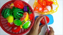 Learn names of fruits and vegetables with toy velcro cutting fruits and vegetables and foods