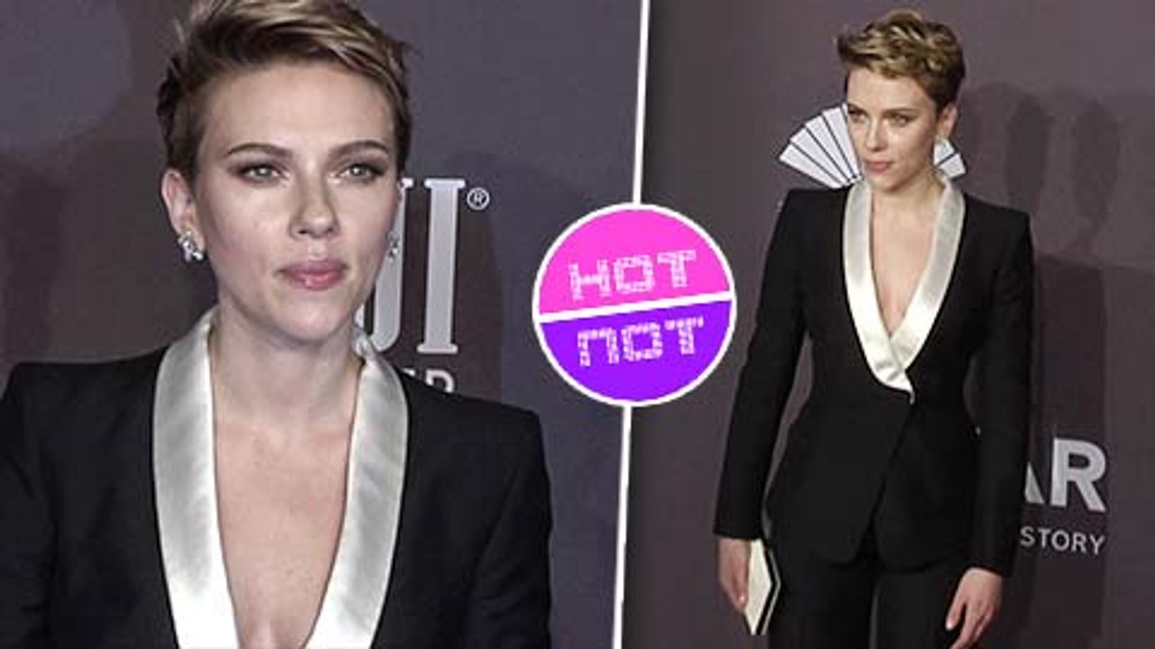 Scarlett Johansson ROCKS Pantsuit At 19th AmfAR New York Gala  Unseen Video
