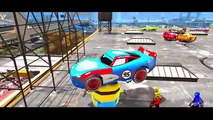 Minions with Spiderman Colors Smash Disney Cars Pixar & Lightning McQueen Colors Nursery Rhymes HD