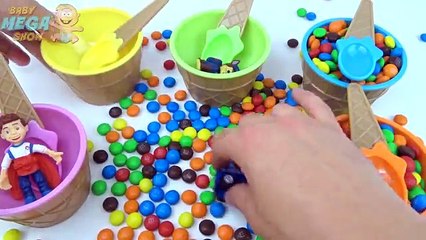 Paw Patrol Robocar Poli Surprise Toys Ice Cream Candy Skittles M&Ms Cups Learn Colors for Children