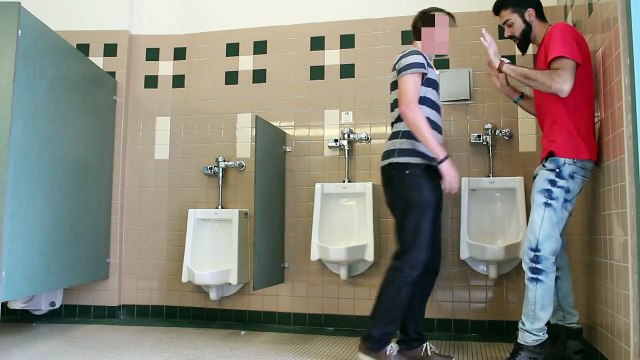 PEEING ON PEOPLE BATHROOM PRANK PART 2!