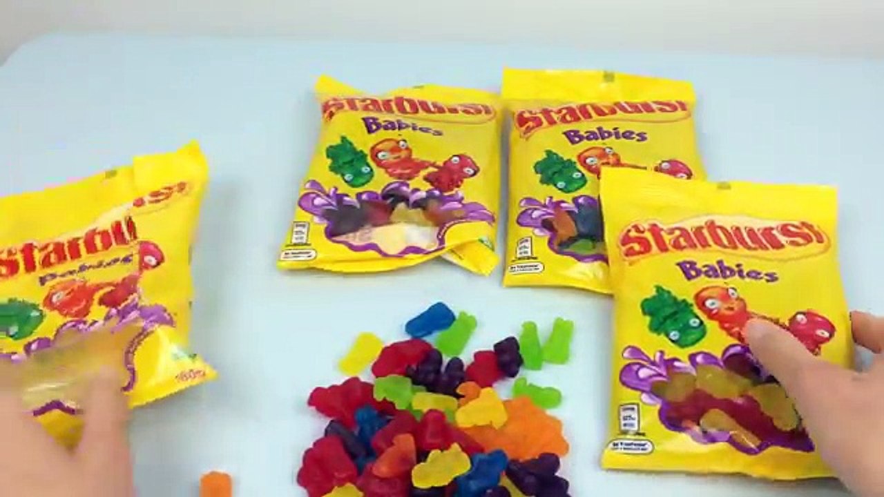 Learn Colours with Starburst Jellies Babies Make a Rainbow with Jelly Baby