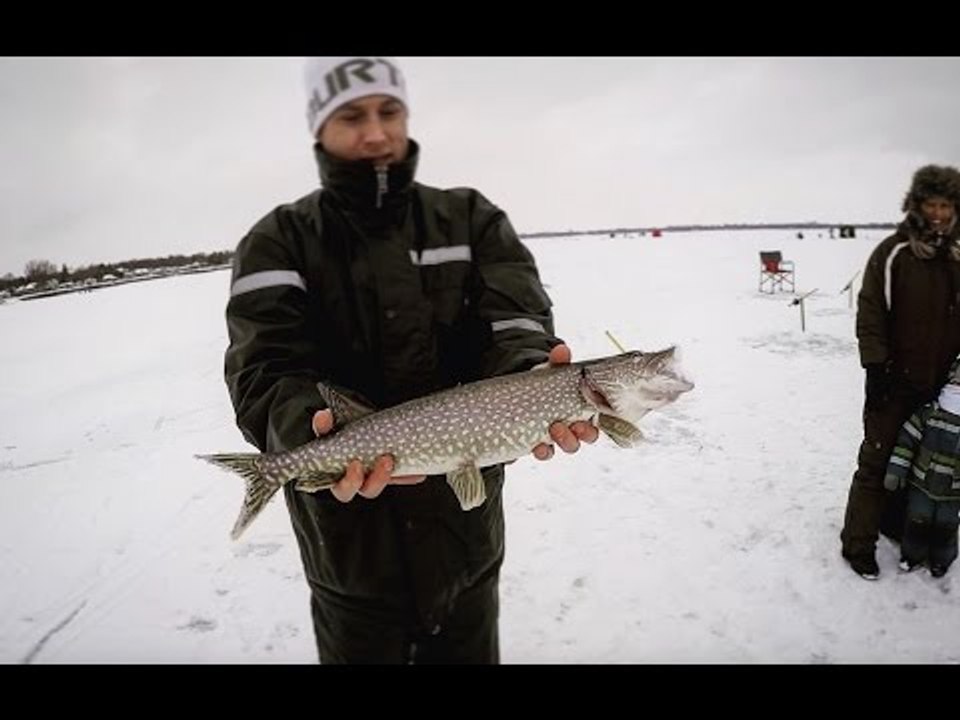 Ice Skater Meets Ice Fishermen