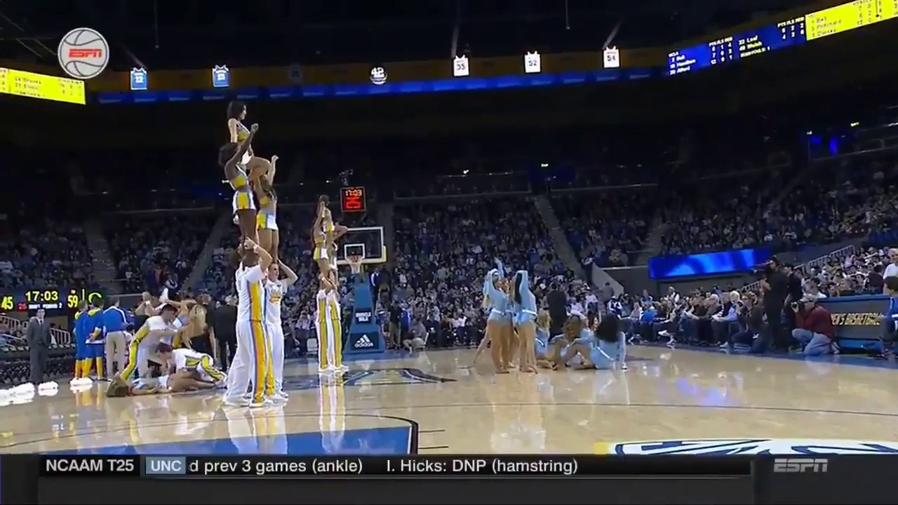 Double chute d'une majorette lors d'un match de Basket NBA !