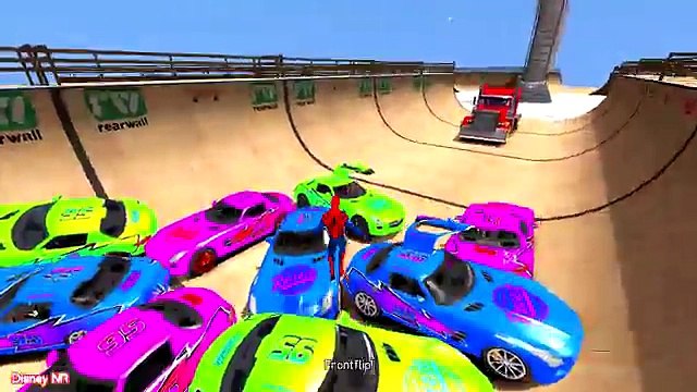 Sport Lightning Mcqueen Cars Cartoon with Spiderman Video For Kids and More Nursery Rhymes Song