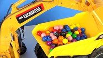 CONSTRUCTION VEHICLES KIDS VIDEO CATERPILAR TOYS DUMPTRUCK DIGGER VEHICLES SCOOP CANDY GUMBALL