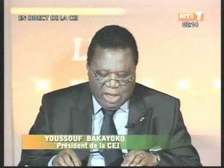 Déclaration du président de la CEI Youssouf Bakayoko après la proclamation des résultats