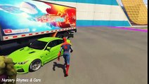 FUNNY SUPERHEROES SPIDERMAN WITH HULK AND FUN CARS PARTY IN TRUCKS CARTOON WITH NURSERY RHYMES