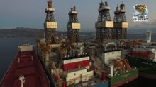 The decommissioned giant floating rigs in Elefsina