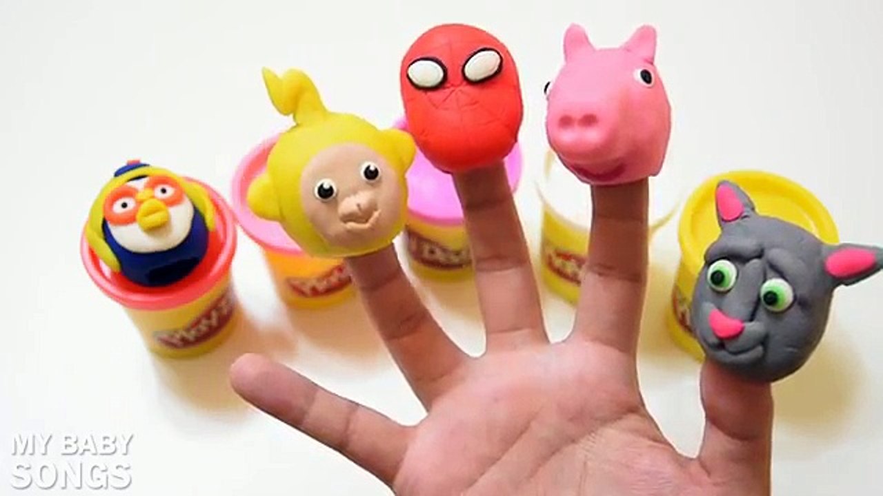 #Talking Tom #Spiderman #Peppa Pig #Play Doh #Finger Family with #Pororo #Teletubbies