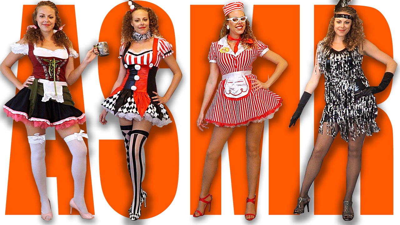 ASMR Binaural Whisper & Ear Massage – Huge Halloween Costume Haul Try On w/ Fabric Sounds