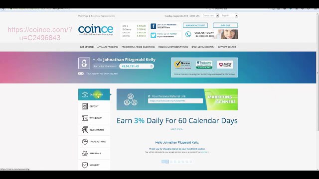 [coince.com] How to earn money esay with start 100$-HOW TO EARN MONEY WITH BITCOINS 3% DAILY PROFIt