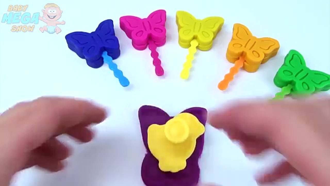 Fun Play and Learn Colours with Lollipop Play Dough Butterfly with Ducks Molds for Kids