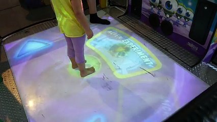 Fun Green Alien Computer Games played with feet, Indoor Playground fun