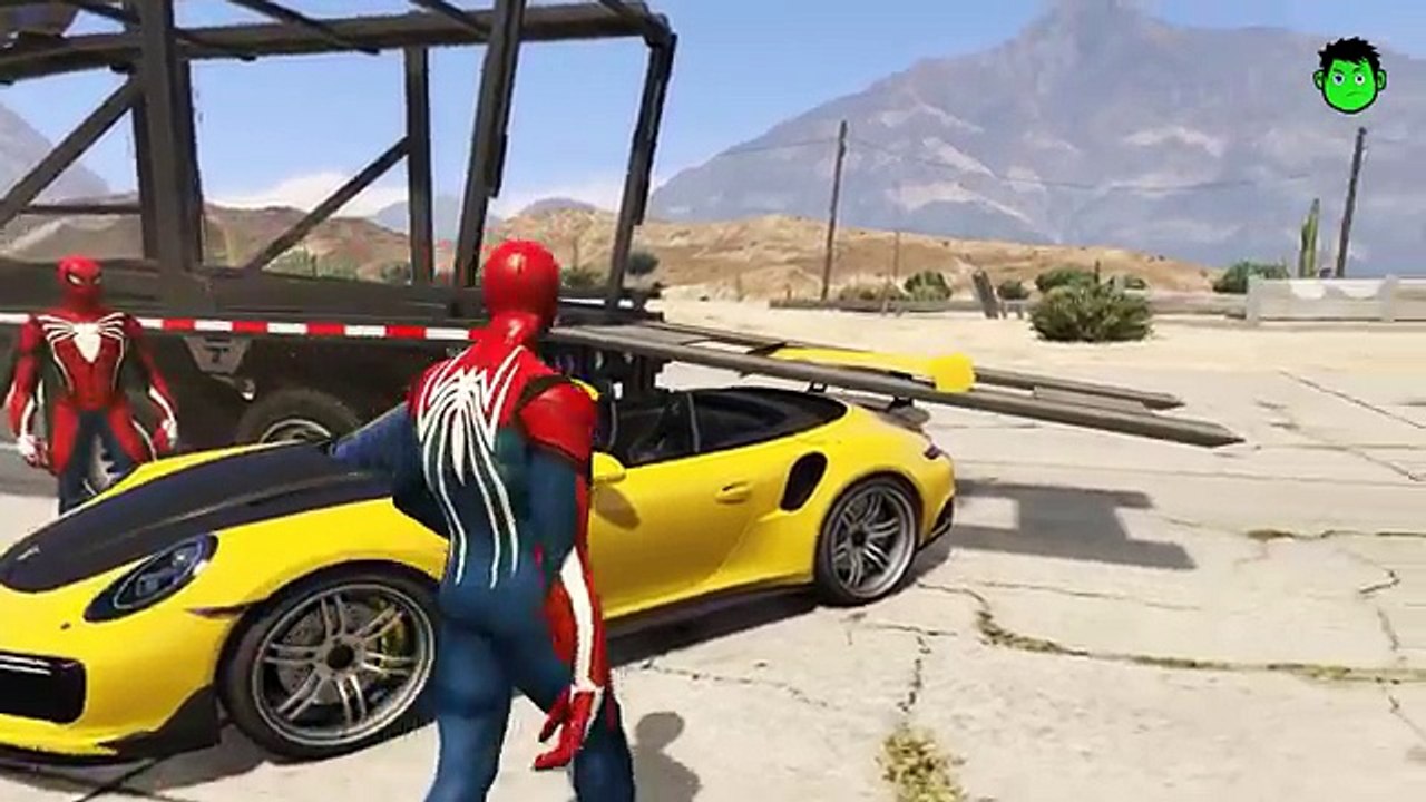 COLORS SUPER CARS Transportation IN TRAILER CHILDREN FOR SONGS SPIDERMAN NURSERY RHYMES MCQUEEN