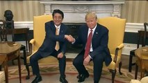 Etats-Unis : l'interminable poignée de main entre Donald Trump et Shinzo Abe